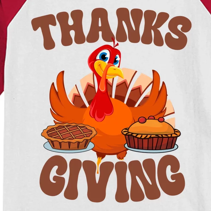 Thanksgiving Turkey Festive Holiday Kids Colorblock Raglan Jersey