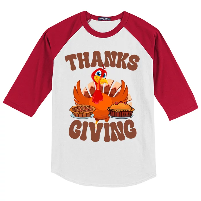 Thanksgiving Turkey Festive Holiday Kids Colorblock Raglan Jersey