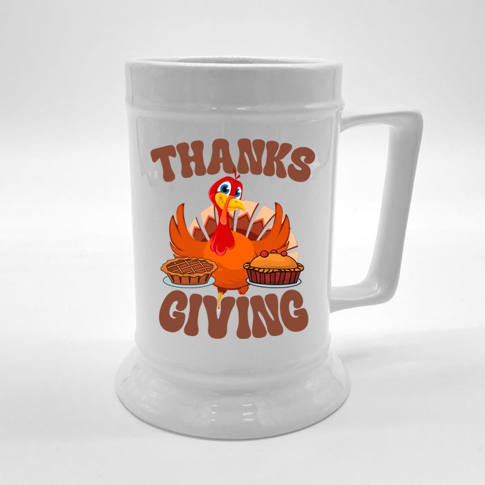 Thanksgiving Turkey Festive Holiday Front & Back Beer Stein