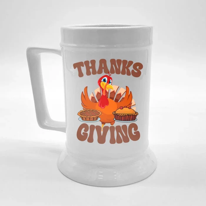 Thanksgiving Turkey Festive Holiday Front & Back Beer Stein