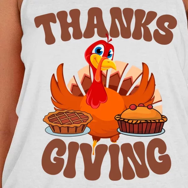 Thanksgiving Turkey Festive Holiday Women's Knotted Racerback Tank