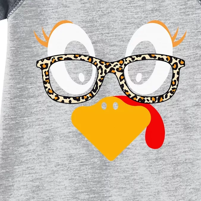 Thanksgiving Turkey Face Leopard Print Glasses Infant Baby Jersey Bodysuit