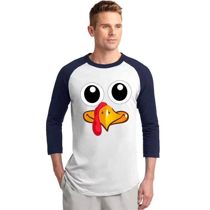 Thanksgiving Turkey Face Cute Gift Baseball Sleeve Shirt