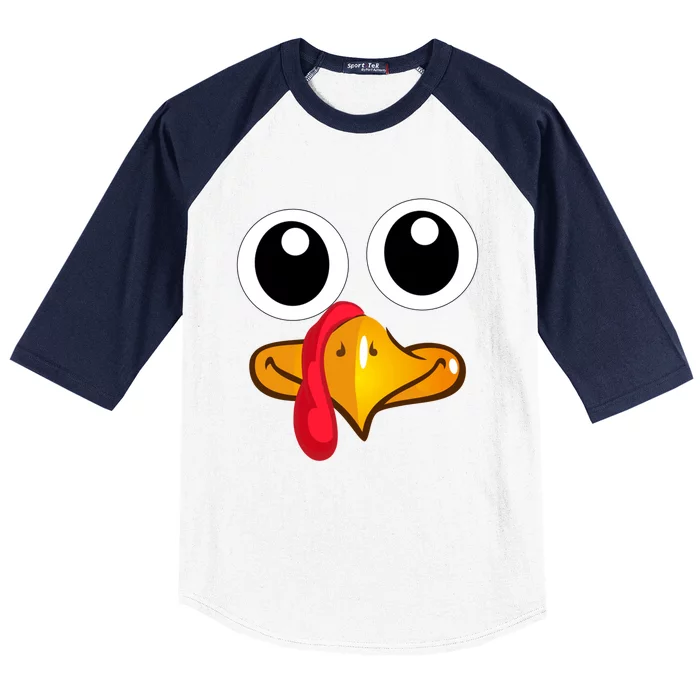 Thanksgiving Turkey Face Cute Gift Baseball Sleeve Shirt