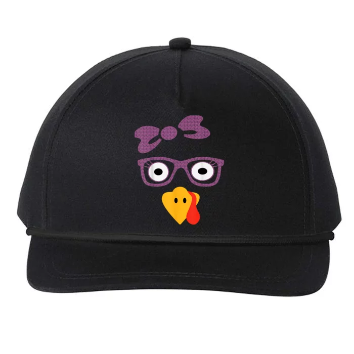 Thanksgiving Turkey Face Leopard Print Glasses Women Girls Snapback Five-Panel Rope Hat