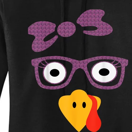 Thanksgiving Turkey Face Leopard Print Glasses Women Girls Women's Pullover Hoodie