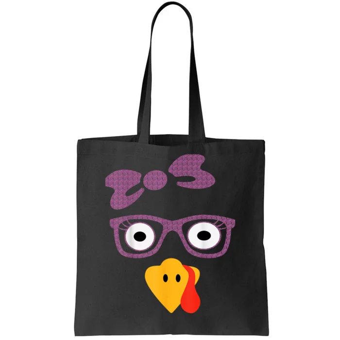 Thanksgiving Turkey Face Leopard Print Glasses Women Girls Tote Bag