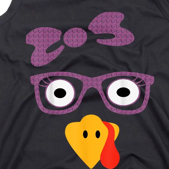 Thanksgiving Turkey Face Leopard Print Glasses Women Girls Tank Top