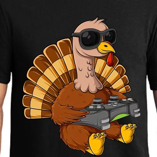 Thanksgiving Turkey Gamer Funny Video Gaming Cool Cute Gift Pajama Set