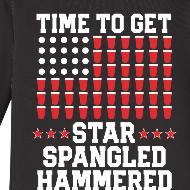 Time To Get Star Spangled Hammered Baby Long Sleeve Bodysuit