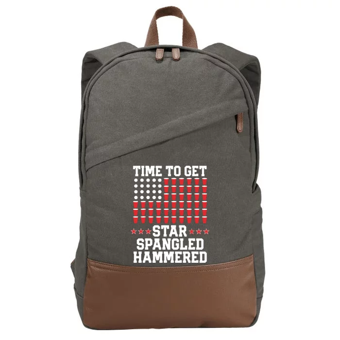 Time To Get Star Spangled Hammered Cotton Canvas Backpack