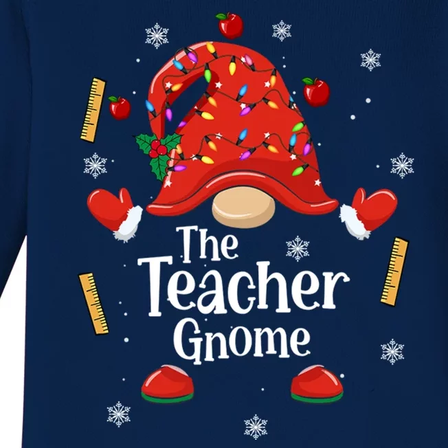 The Teacher Gnome Holiday Festive Baby Long Sleeve Bodysuit