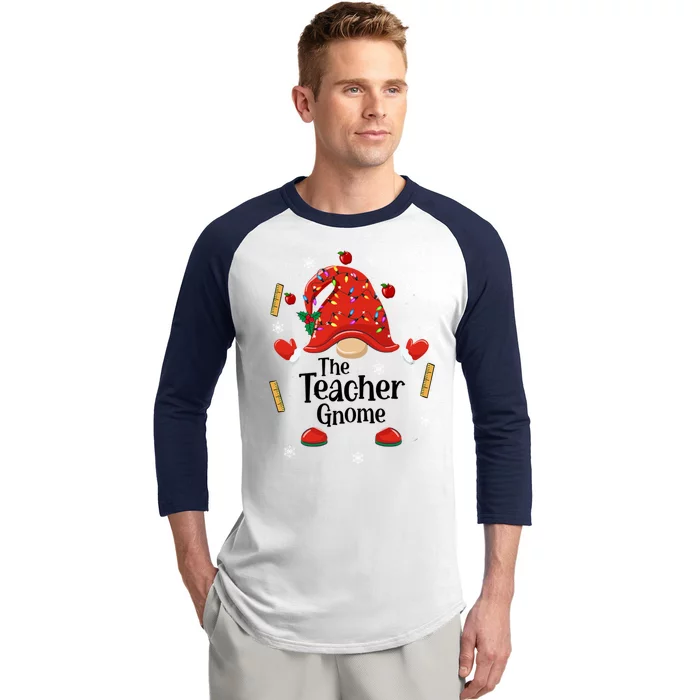 The Teacher Gnome Holiday Festive Baseball Sleeve Shirt