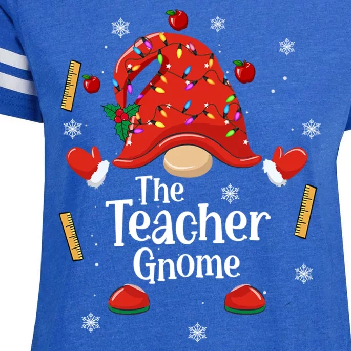 The Teacher Gnome Holiday Festive Enza Ladies Jersey Football T-Shirt