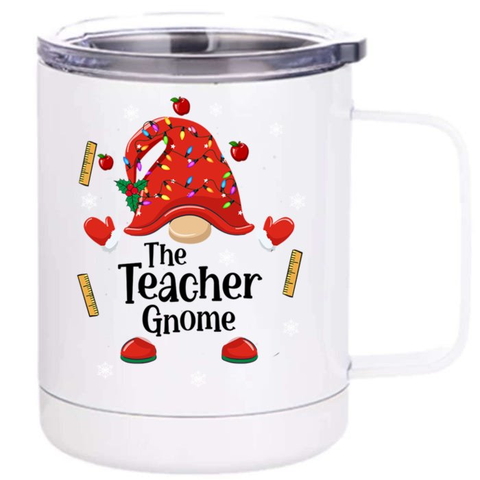 The Teacher Gnome Holiday Festive Front & Back 12oz Stainless Steel Tumbler Cup