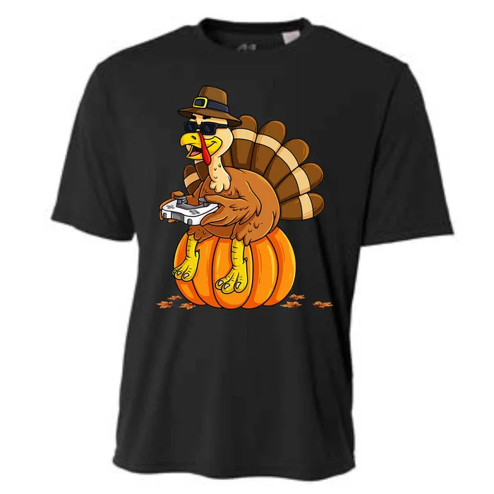 Thanksgiving Turkey Gamer Pumpkin Gaming Cooling Performance Crew T-Shirt