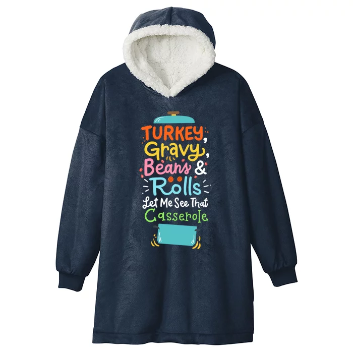 Thanksgiving Turkey Gravy Casserole Gift Hooded Wearable Blanket