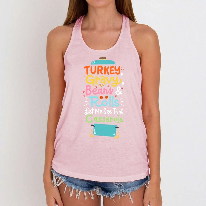 Thanksgiving Turkey Gravy Casserole Gift Women's Knotted Racerback Tank