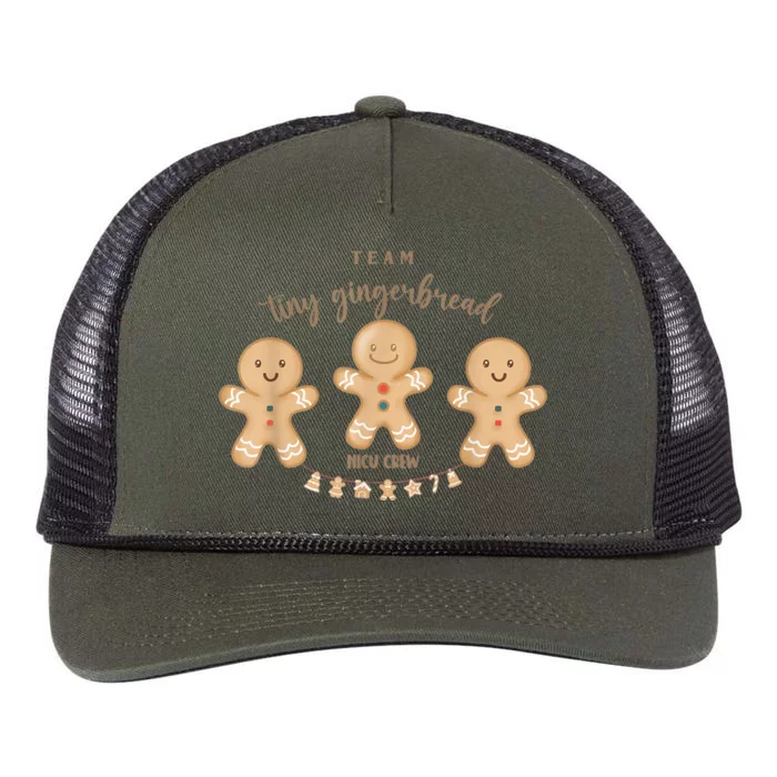 Team Tiny Gingerbread Nicu Crew Neonatal ICU Nurse Christmas Retro Rope Trucker Hat Cap