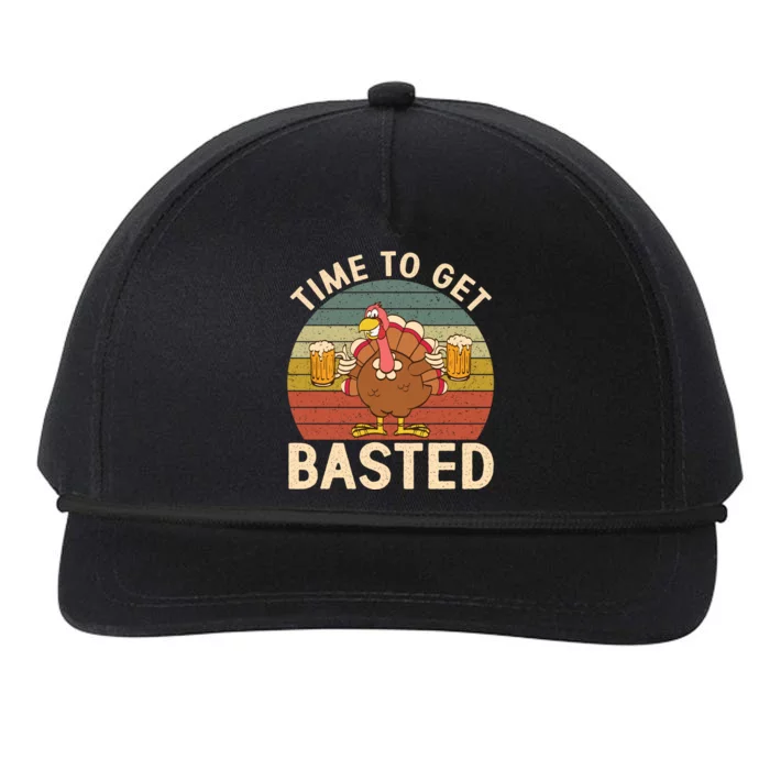 Time To Get Basted Funny Beer Thanksgiving Turkey Ing Gift Snapback Five-Panel Rope Hat