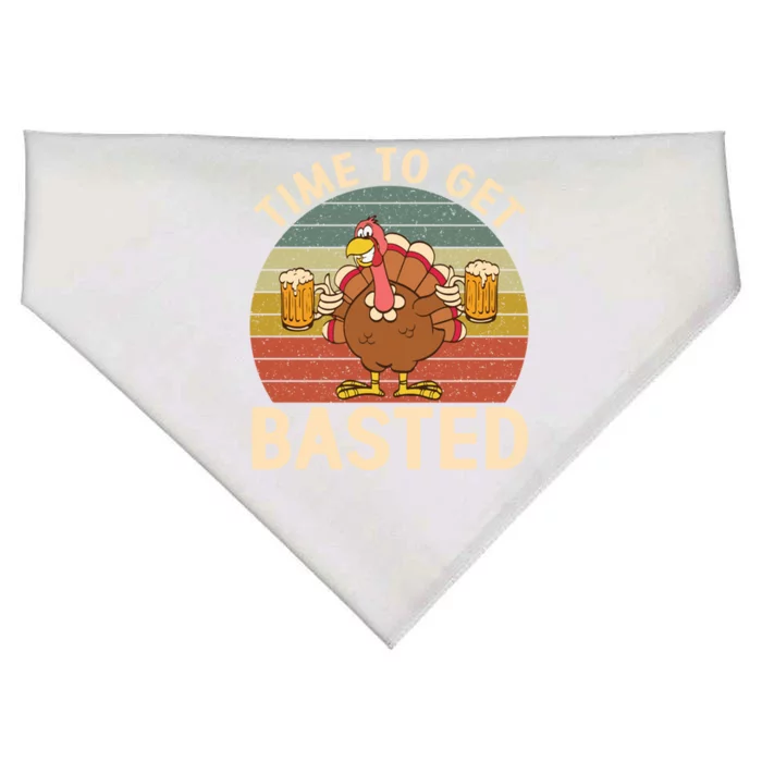 Time To Get Basted Funny Beer Thanksgiving Turkey Ing Gift USA-Made Doggie Bandana