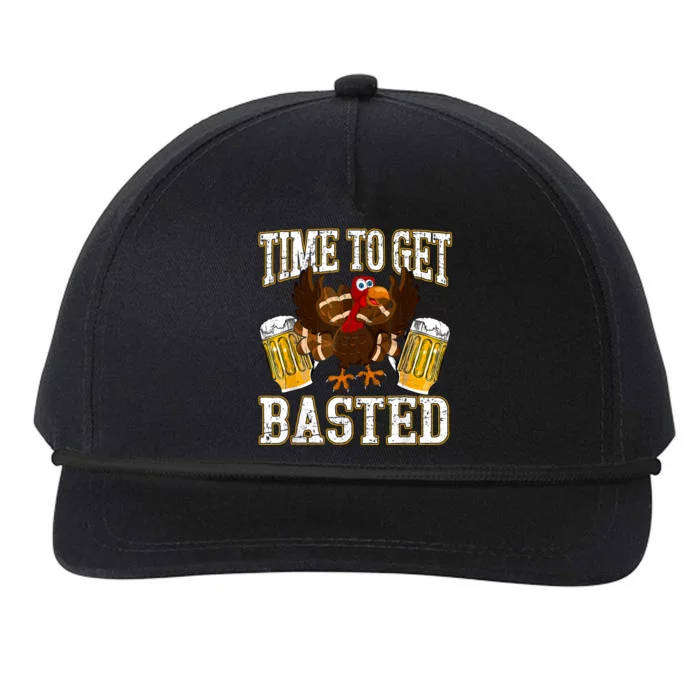 Time To Get Basted Funny Beer Thanksgiving Turkey Gift Snapback Five-Panel Rope Hat