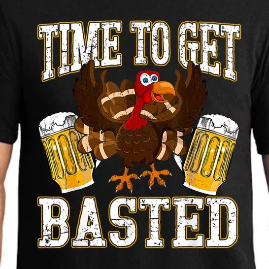 Time To Get Basted Funny Beer Thanksgiving Turkey Gift Pajama Set