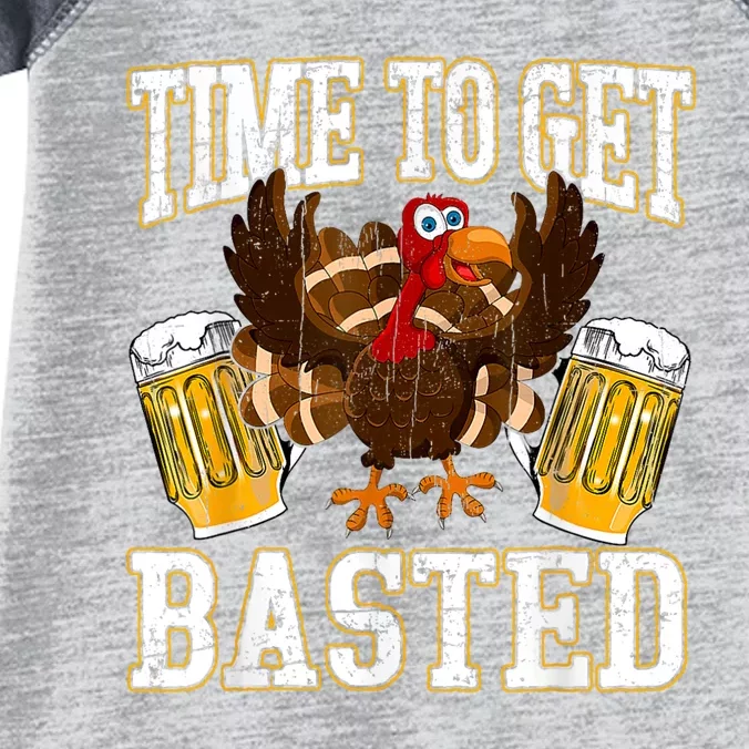 Time To Get Basted Funny Beer Thanksgiving Turkey Gift Infant Baby Jersey Bodysuit