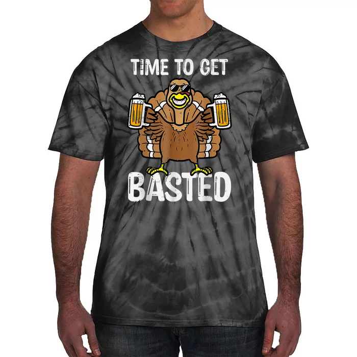 Time To Get Basted Funny Beer Thanksgiving Turkey Tie-Dye T-Shirt