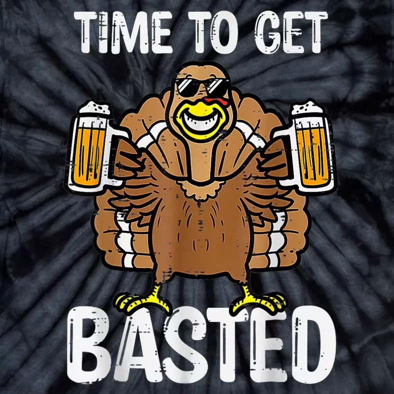 Time To Get Basted Funny Beer Thanksgiving Turkey Tie-Dye T-Shirt