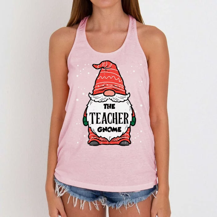 The Teacher Gnome Xmas Matching Christmas Pajamas For Family Cute Gift Women's Knotted Racerback Tank