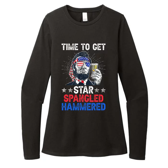 Time To Get Star Spangled Hammered 4th Of July Lincoln Womens CVC Long Sleeve Shirt