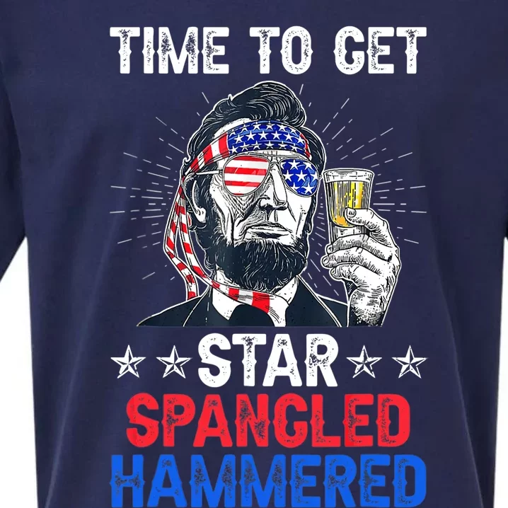 Time To Get Star Spangled Hammered 4th Of July Lincoln Sueded Cloud Jersey T-Shirt