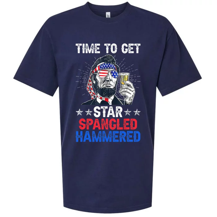 Time To Get Star Spangled Hammered 4th Of July Lincoln Sueded Cloud Jersey T-Shirt