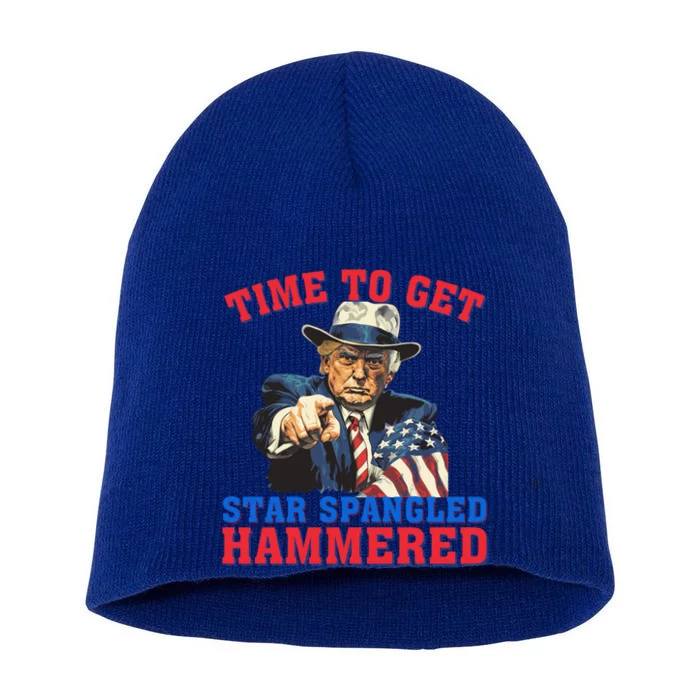 Time To Get Star Spangled Hammered Trump 4th Of July Meaningful Gift Short Acrylic Beanie