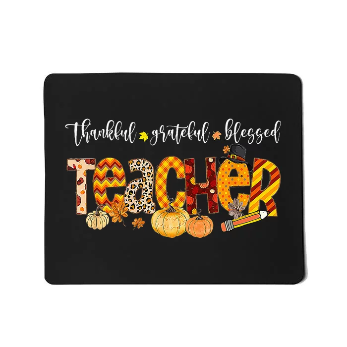 Teacher Thankful Grateful Blessed Pumpkin Autumn Fall Outfit Mousepad