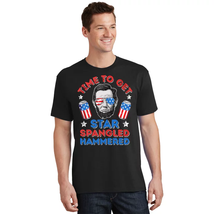 Time To Get Star Spangled Hammered Beer USA Flag 4th Of July T-Shirt