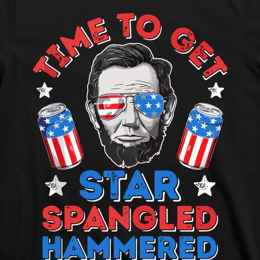 Time To Get Star Spangled Hammered Beer USA Flag 4th Of July T-Shirt