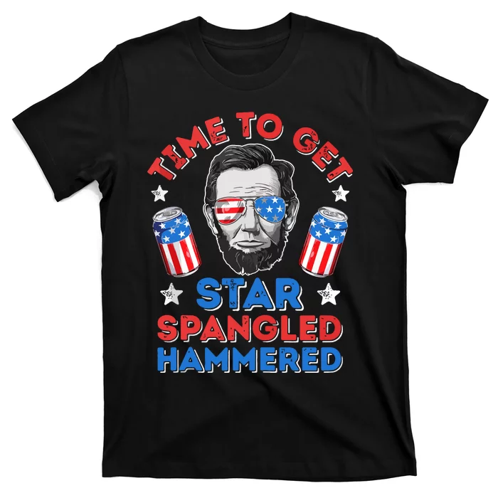 Time To Get Star Spangled Hammered Beer USA Flag 4th Of July T-Shirt