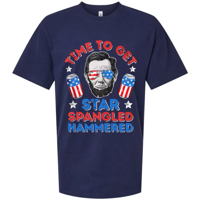 Time To Get Star Spangled Hammered Beer USA Flag 4th Of July Sueded Cloud Jersey T-Shirt