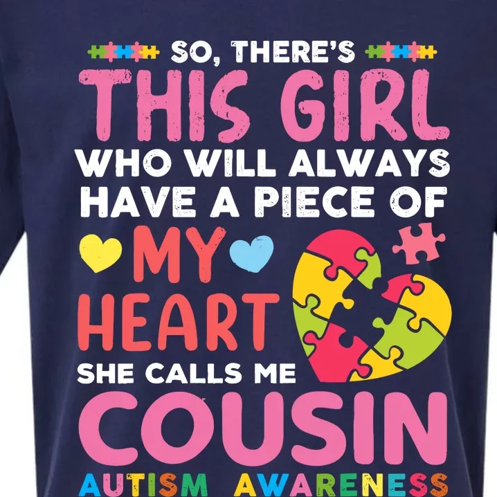 ThereS This Girl She Calls Me Cousin Autism Awareness Sueded Cloud Jersey T-Shirt