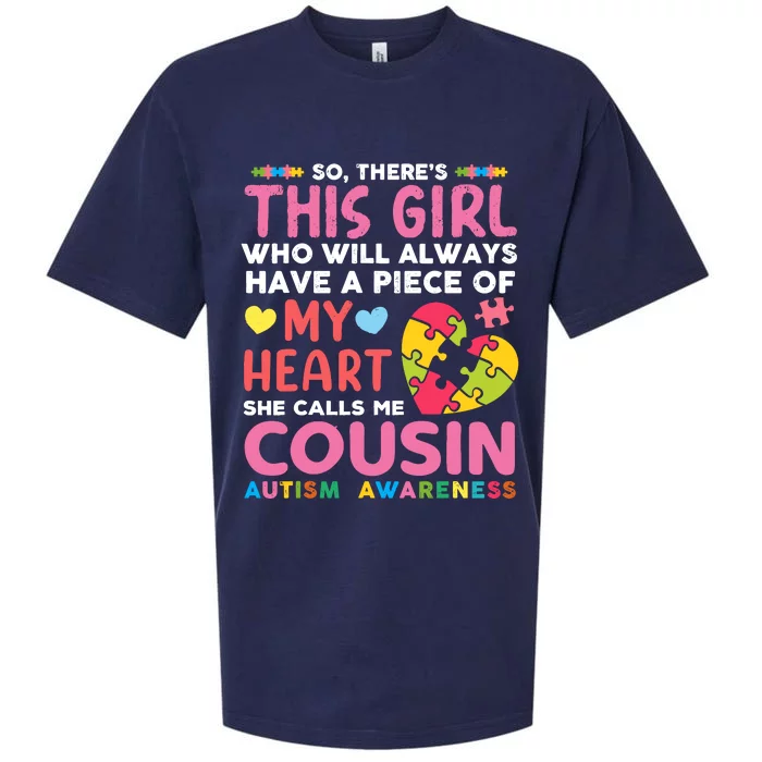 ThereS This Girl She Calls Me Cousin Autism Awareness Sueded Cloud Jersey T-Shirt