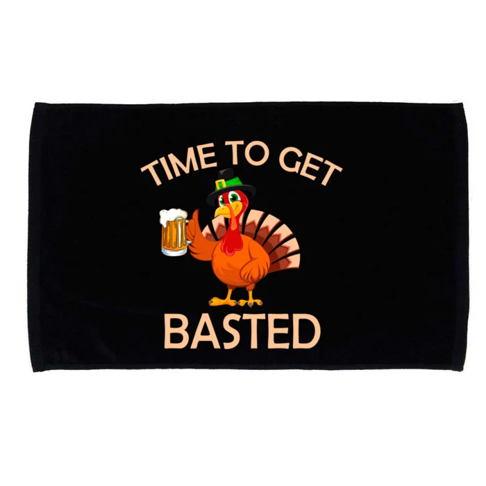 Time To Get Basted Thanksgivingturkey Holding A Beer Cool Gift Microfiber Hand Towel