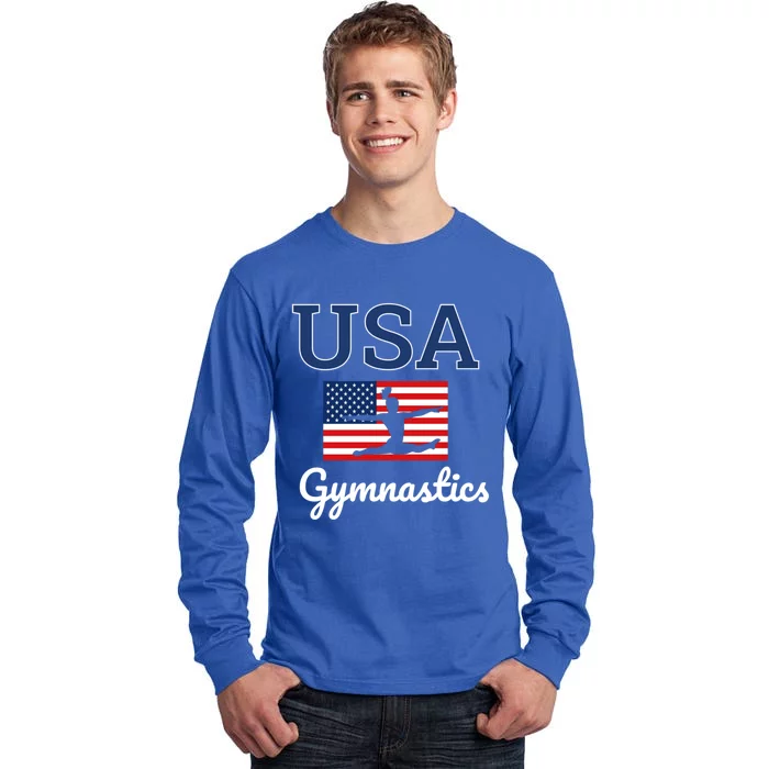 Tumbling Team Gear Gymnast Gymnastics Usa American Flag Cute Gift Tall Long Sleeve T-Shirt