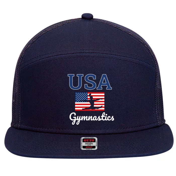 Tumbling Team Gear Gymnast Gymnastics Usa American Flag Cute Gift 7 Panel Mesh Trucker Snapback Hat