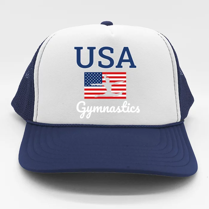 Tumbling Team Gear Gymnast Gymnastics Usa American Flag Cute Gift Trucker Hat