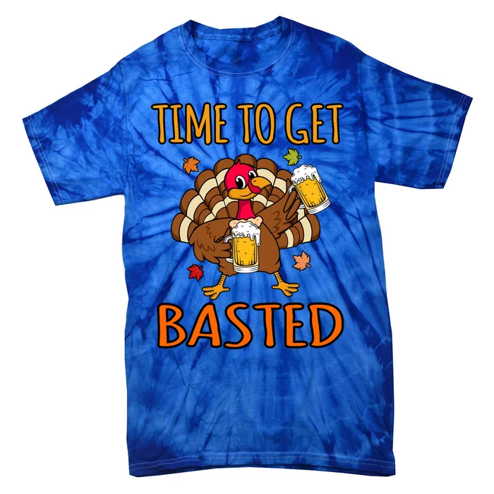 Time To Get Basted Turkey Thanksgiving Family Graphic Gift Tie-Dye T-Shirt