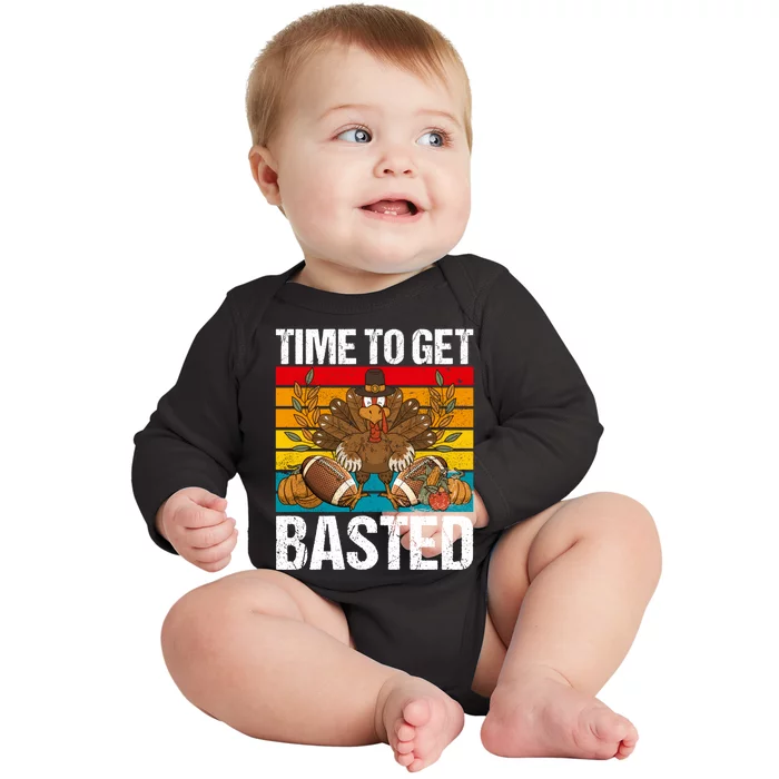 Time To Get Basted Funny Beer Thanksgiving Turkey Gift Baby Long Sleeve Bodysuit