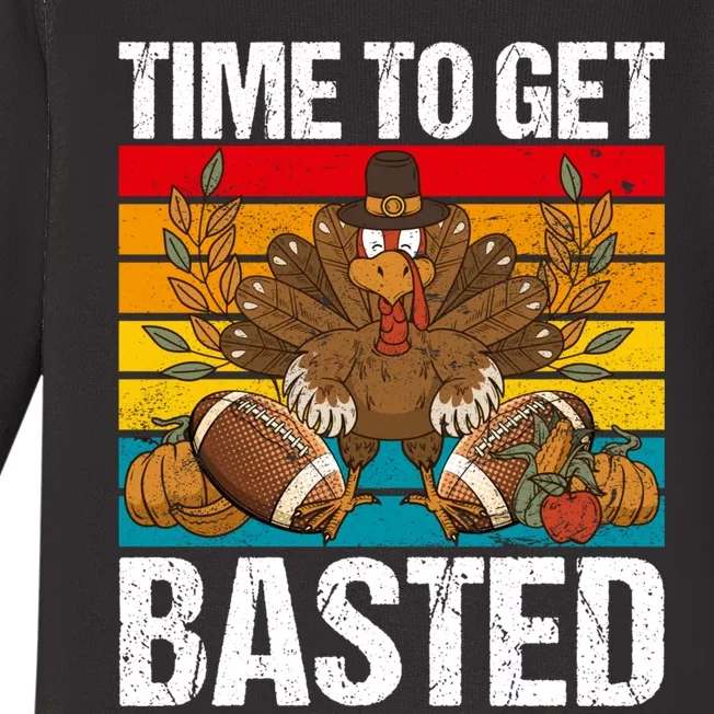 Time To Get Basted Funny Beer Thanksgiving Turkey Gift Baby Long Sleeve Bodysuit