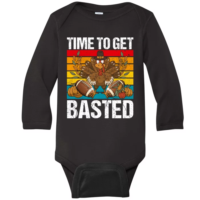 Time To Get Basted Funny Beer Thanksgiving Turkey Gift Baby Long Sleeve Bodysuit